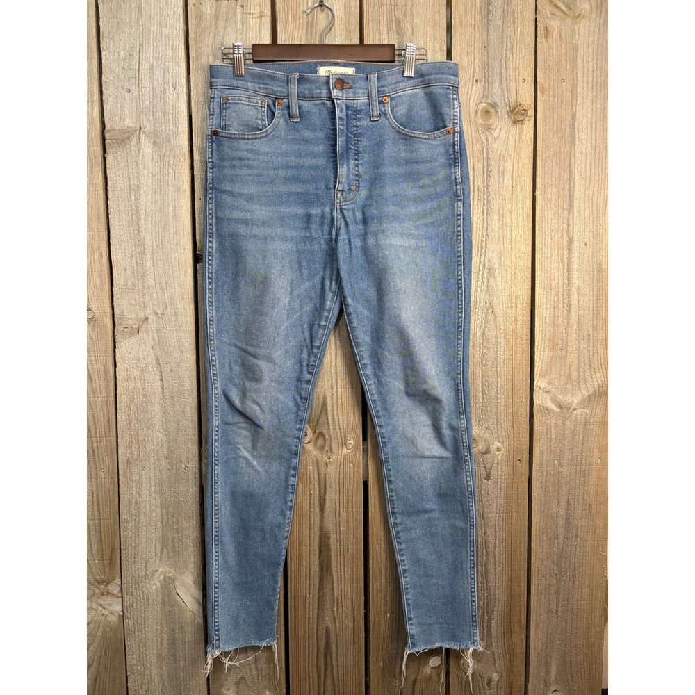 Madewell 10 High-Rise Skinny Jeans Light Wash Raw Hem Size 28 NC315‎